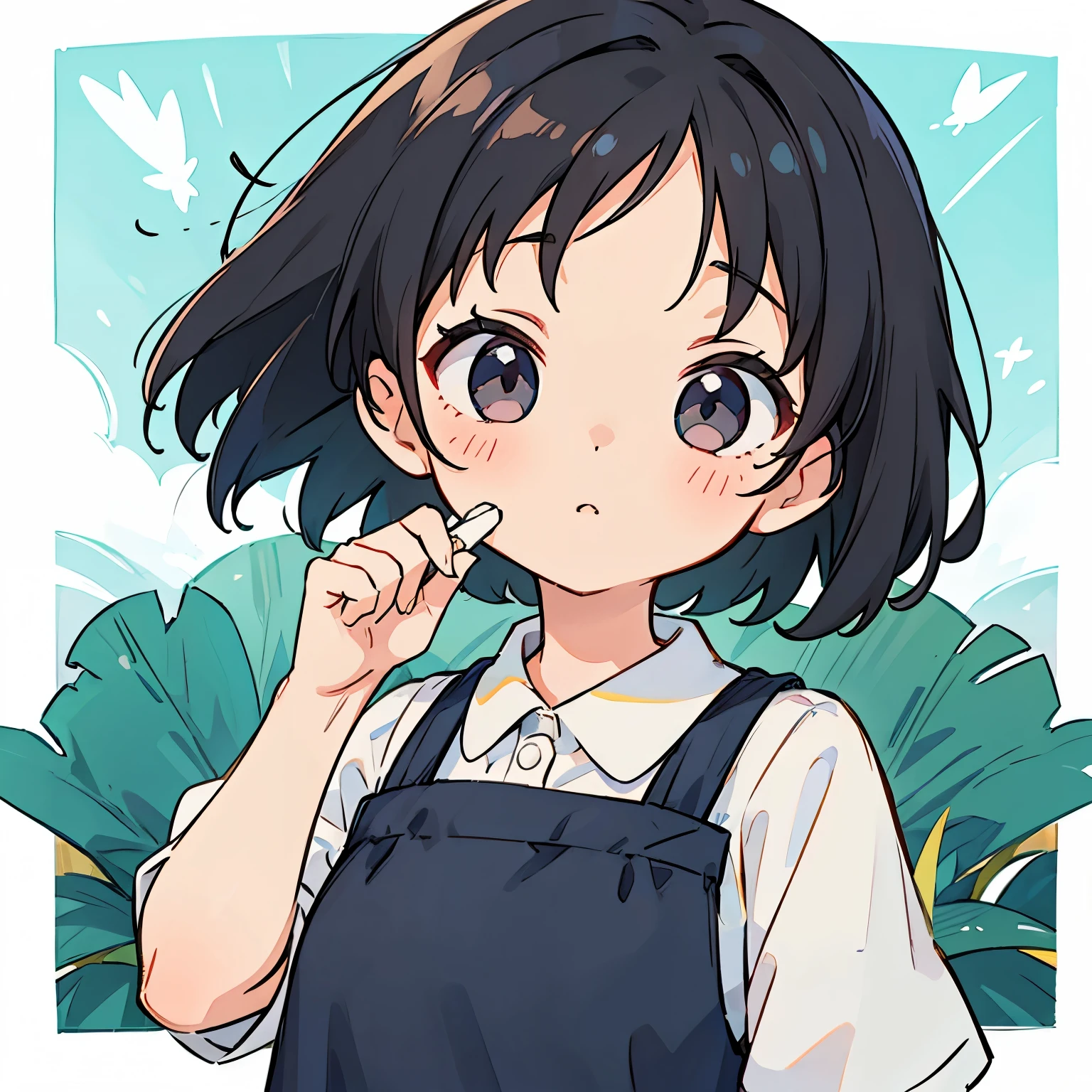 1 persons、girl with、kawaii、Short black hair