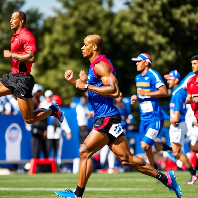 side view of David Goggins running, realistic, serious
