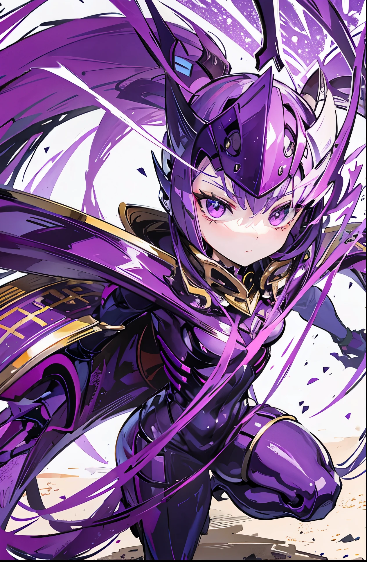 Purple ants wearing various forms of gold and purple armor,Looks mighty and chilling,Extremely powerful,Powerful energy