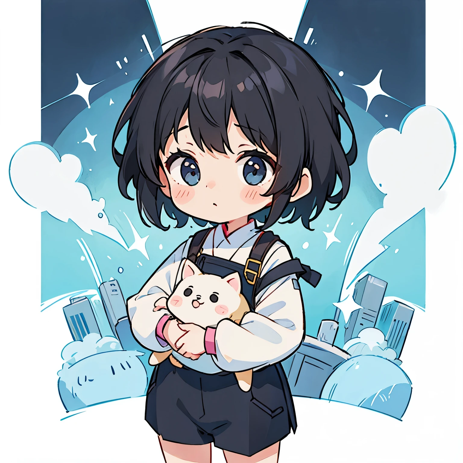 1 persons、girl with、kawaii、Short black hair