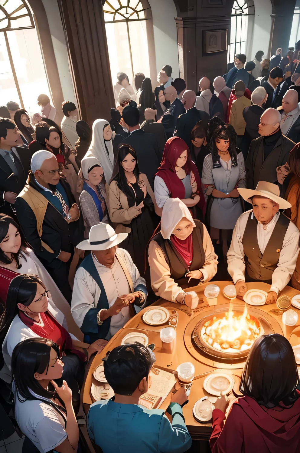 "A diverse crowd, radiating compassion and unity to emphasize the deep message of history."