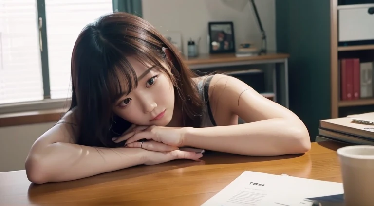 ty、a desk、Hand on the desk、I'm depressed、femele、YouTube thumbnail image