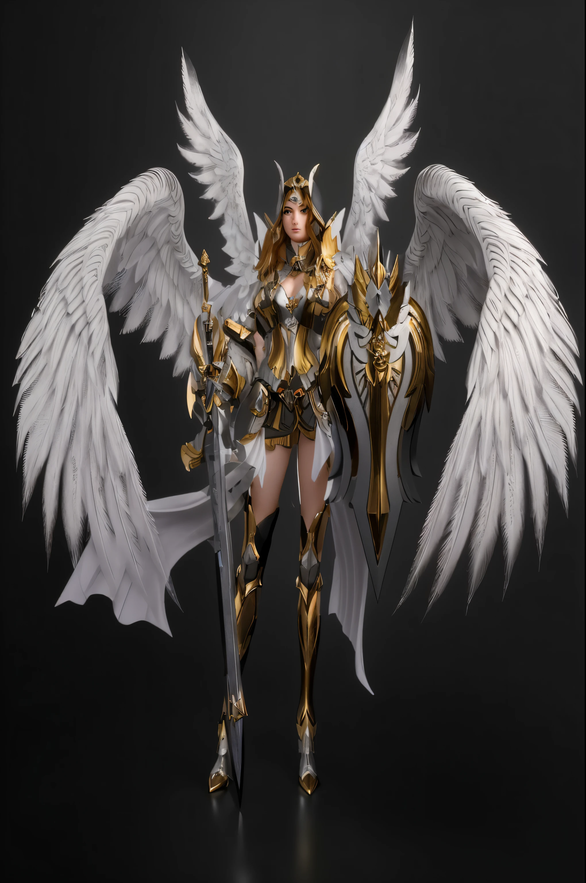 arafed image of a woman with wings and a sword, angel knight girl, angel in plastic armor, 3 d render character art 8 k, stuning fantasy 3 d render, 3 d goddess minerva, armor angle with wing, valkyrie style character, as a mystical valkyrie, angel knight gothic girl, beautiful cyborg angel girl, unreal engine render + a goddess