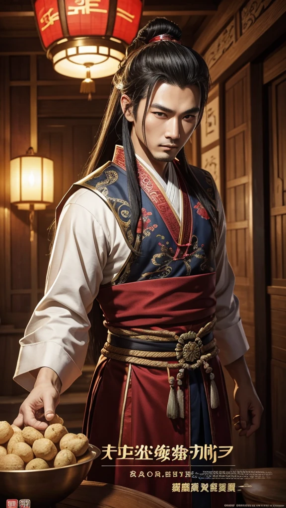 oriental、man in ancient chinese clothes、ancient chinese hairstyle man、three kingdom、multiple warlords、top-quality、​masterpiece、超A high resolution、(Photorealsitic:1.4)、Game Posters、Inside the building、