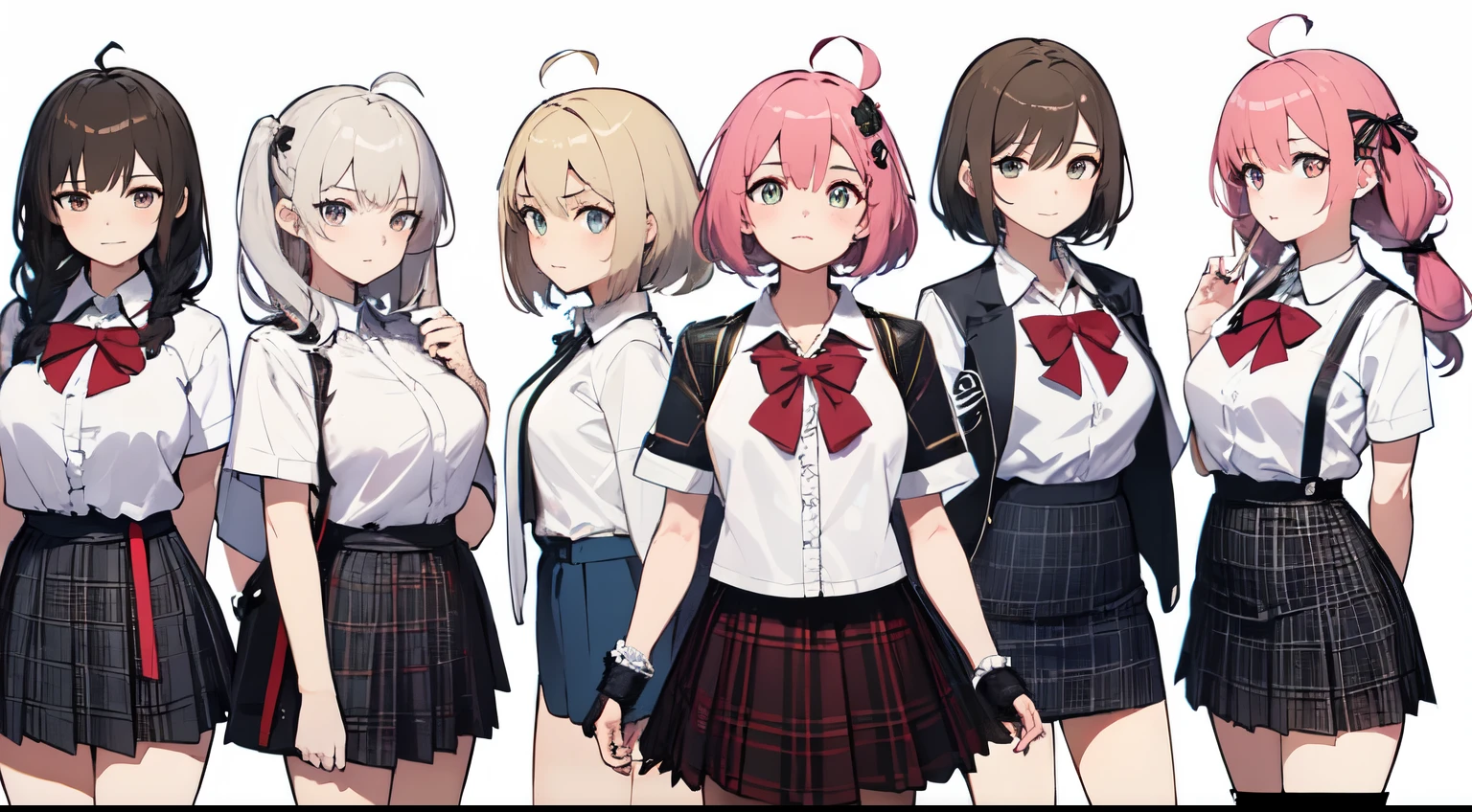 high resolution 1girl ahoge bobby_pin bow bowtie braid brOwn_olhos collared_camisa dojikko_pose com babados_camisa frilled_camisa_gola com babados_skirt frills Hair_bow Hair_ornament Hairpin hand_em_Own_head heart heart_Hair_capuz de ornamento com capuz_jacket jacket lemg_Hair eme_olho_pentagrama fechado rosa_Hair plaid plaid_arco plkirt plissado_skirt camisa shoelaces shoeackground standing skirt solo star_(simbol) Twin_white wariza braids_fundo branco_coxas, corpo inteiro