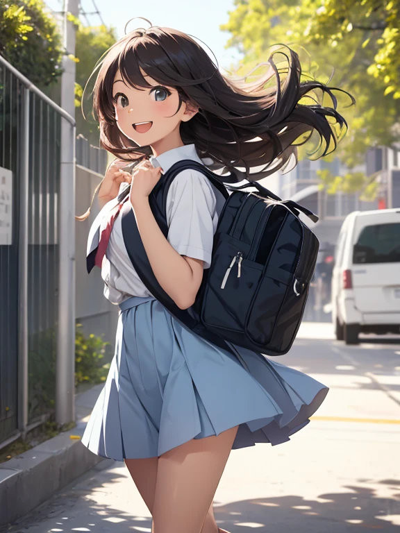 On a bright spring day (day:1.0), under the clear blue sky (sky:1.0),
BREAK
a high school girl walks with her hair dancing lightly in the wind (hair:1.0). The image is softened at the edges, capturing the youthful and vibrant essence of the scene.
BREAK
Her smile, rendered in soft focus, illuminates the surroundings (smile:1.0) and her school bag symbolizes her passion for learning (school bag:1.0).
BREAK
Each stride she takes is full of energy (stride:1.0), and her light laughter rings through the air (laughter:1.7), encapsulated perfectly with the soft focus technique.
BREAK
The background is slightly blurred, emphasizing her in this springtime scene.