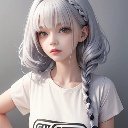 (No background), ((cute)), (Gray Hair), (Braid),