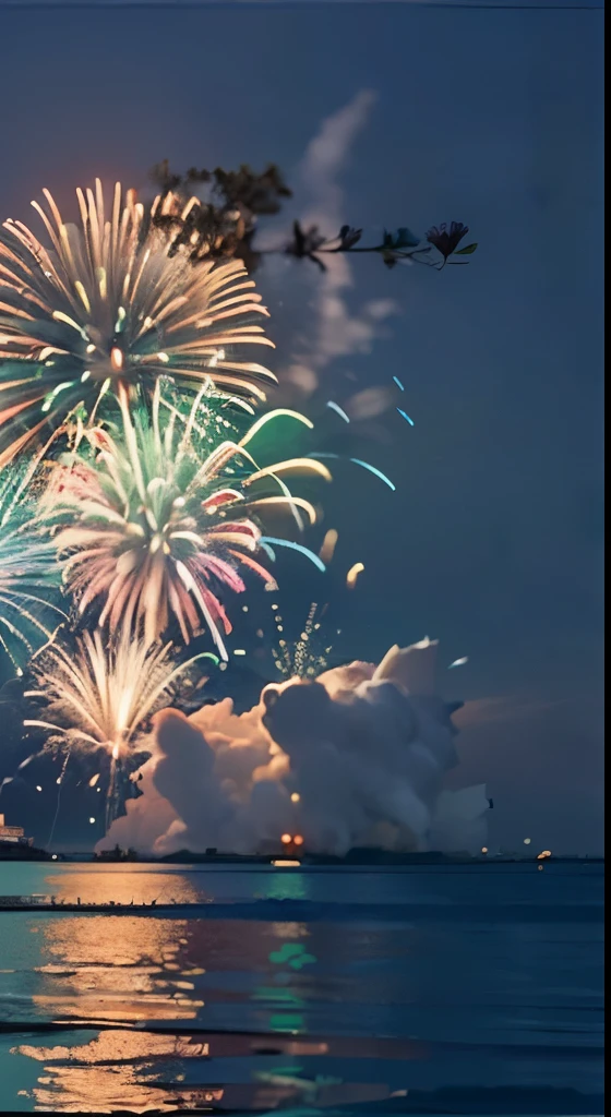 After the fireworks exploded，The text that appears