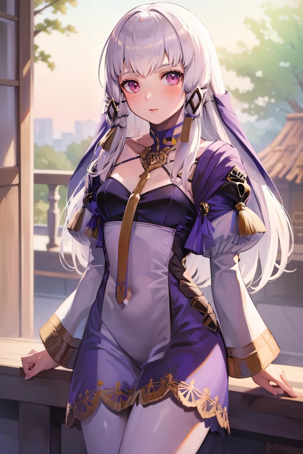 masterpiece, best quality, 1girl, solo, looking at viewer, cowboy shot, Lysithea