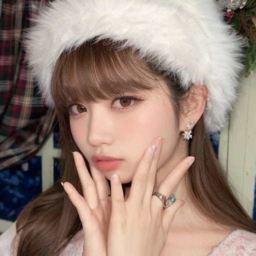 araffe girl in a white hat and a ring on her finger, naoi rei, naoi rei do ive, Sakimichan, Jinyoung Canela, Bae Suzy, franja fofa, Chiho, Parque Ji-min, com bonito - fino - rosto, Jaeyeon Nam, Heonhwa Choe, com o dedo indicador, Ulzzang