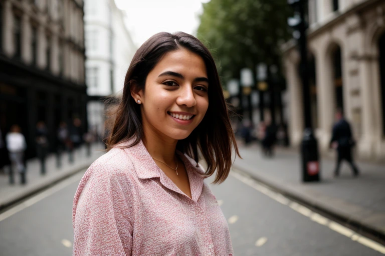 brasileira, 20 anos , detalhado, 4k, retrato, de dia, descontraida, na cidade de londres