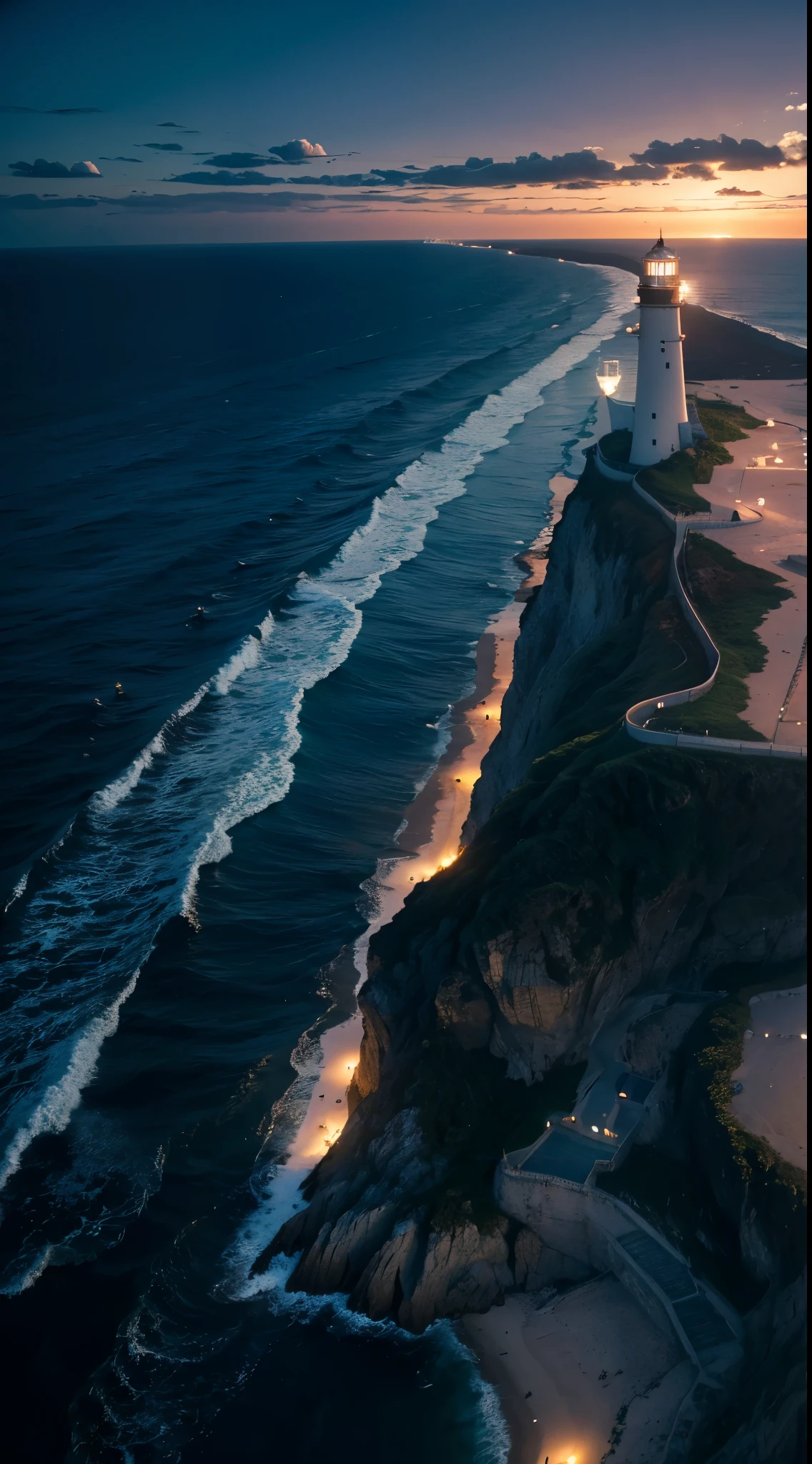 The lighthouse stands tall along the coast,The lights twinkle like stars。
It is a far corner,Illuminates the dark sea。
It was like a fantastic sight,The light is like a swaying firefly。
It attracts lost ships,Guide them back to a safe harbor。
There is a legend there,The lighthouse guards the soul of the ocean。
It is an eternal elf,Guiding the direction of the voyager。
In the dark,The lighthouse is a beacon,Illuminates the way forward in the darkness。
It is a gem in the ocean,Shining with hope and warmth
