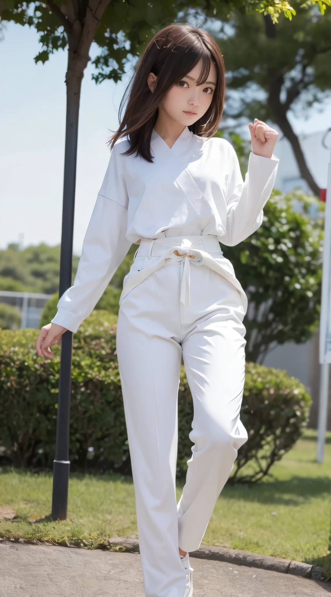 Paint in the natural color of a white karate uniform