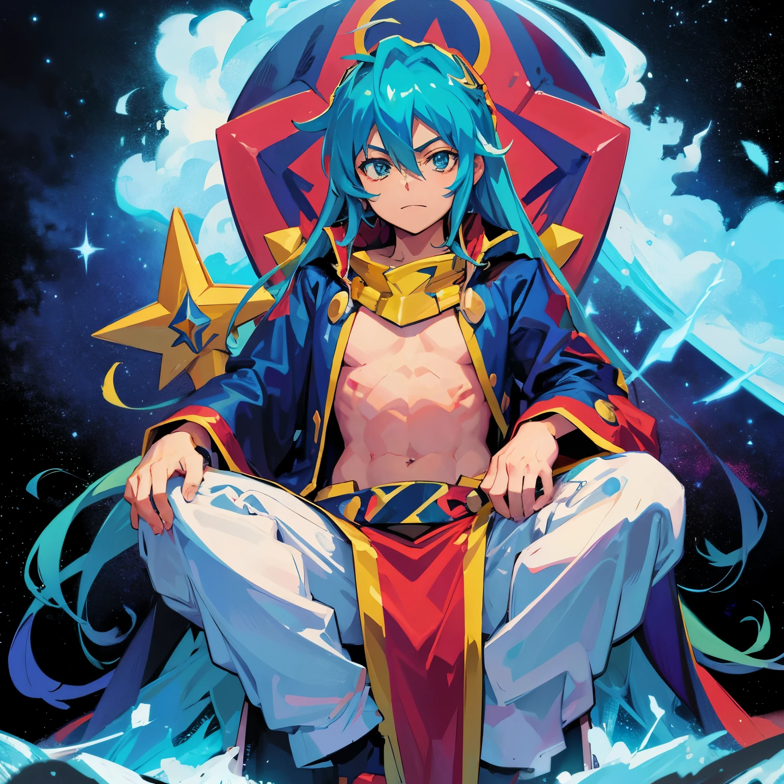 cosmic background　sitting in a throne　Gurren Lagann　simon