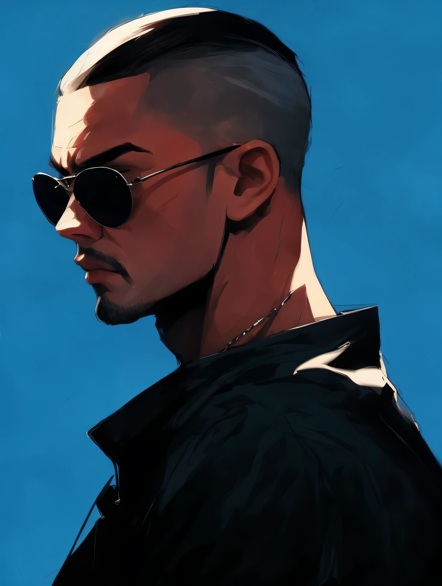 Samdoesart, a close-up of a man wearing sunglasses and a black jacket, Estilo anime, retrato de alta qualidade, in illustration style digital, sharp high quality artwork, Foto do perfil, Fanart de alta qualidade, Fanart oficial, cara bonita, Arte Digital