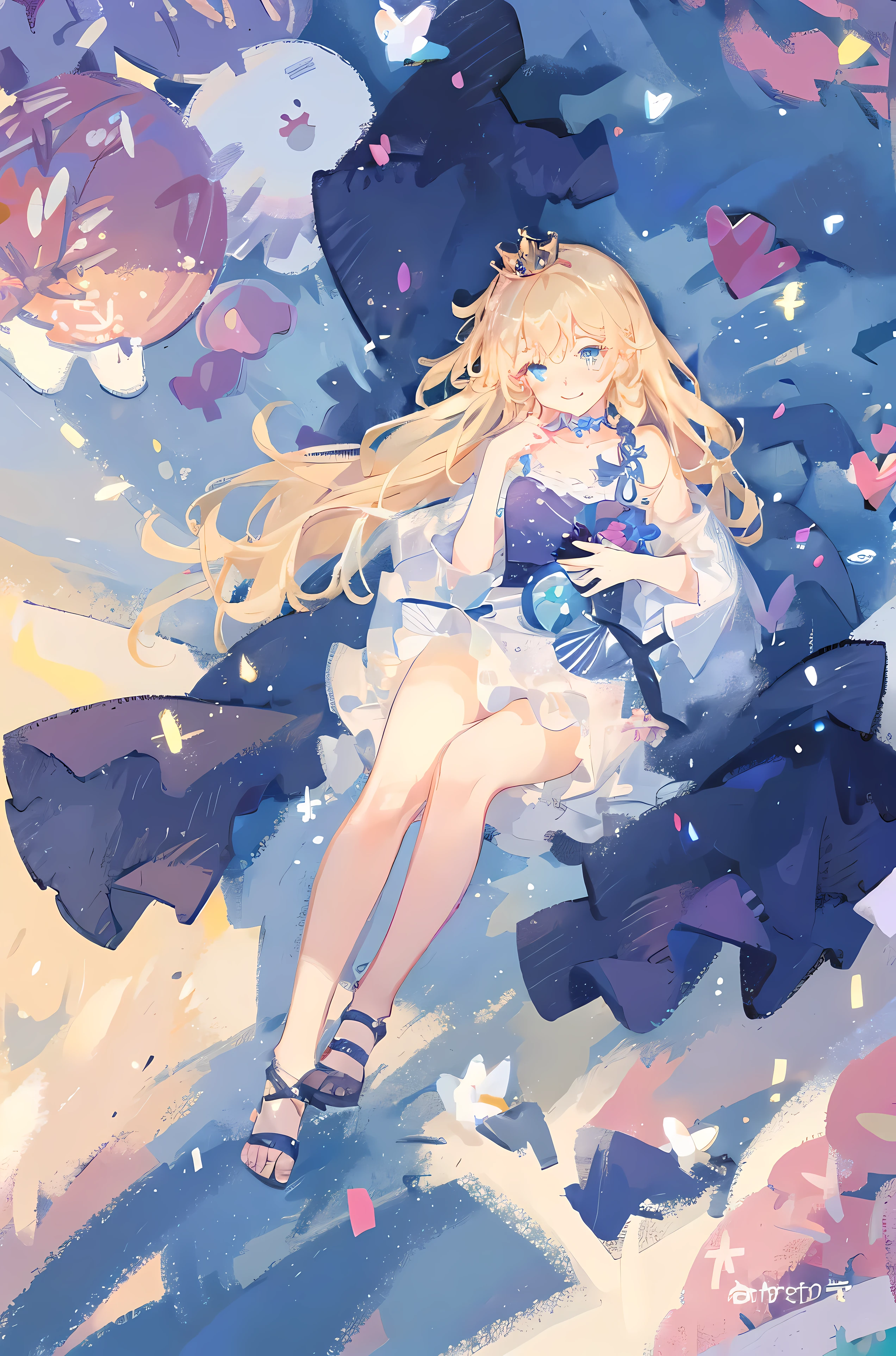 (masterpiece, best quality, ultra-detailed, highres, best illustration, 4k, HD), (1 beautiful young girl) (a rose-themed fantasy princess) ((holding a boquet of pink roses)) ((a smiling, charming facial expression (blushing) )) ((shining expressive azure eyes)) ((lustrous, flowing blonde hair)), detailed upper body, ((a pastel-pink plain dress with frills)) ((petite body type)) ((pale sunkissed skin)) ,looking at viewer, (windy environment, particle effects, ethereal light background), ( ((2hands)) small, tiny, proportional,) ((soft golden sunlight that goes through her hair)), ((natural pose)) colorful