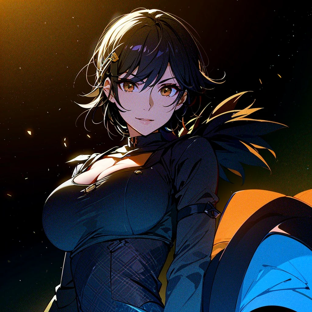 brightly lit background，big breasts beautiful，the detail，black color hair