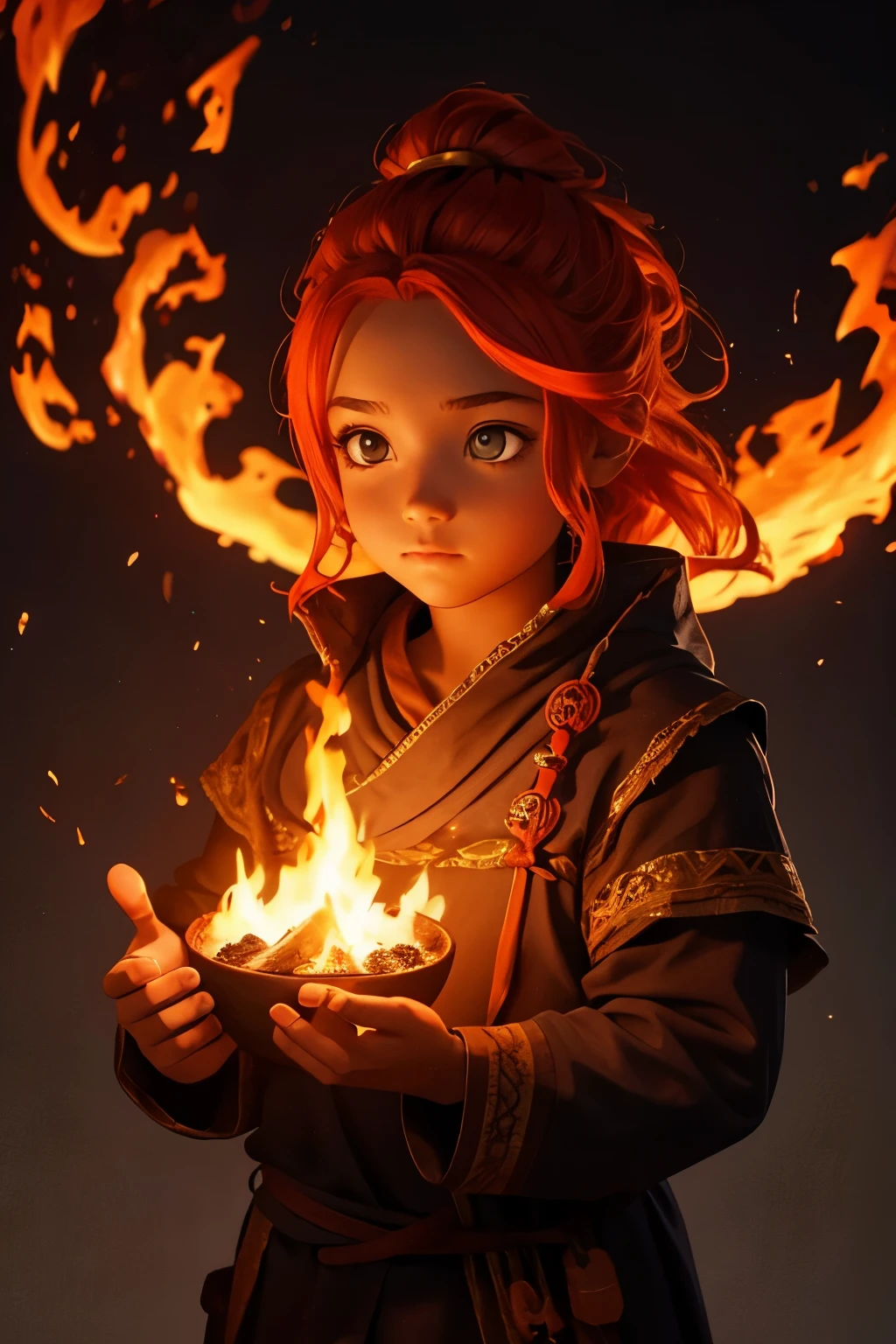 Fire Genasi, , girl, young