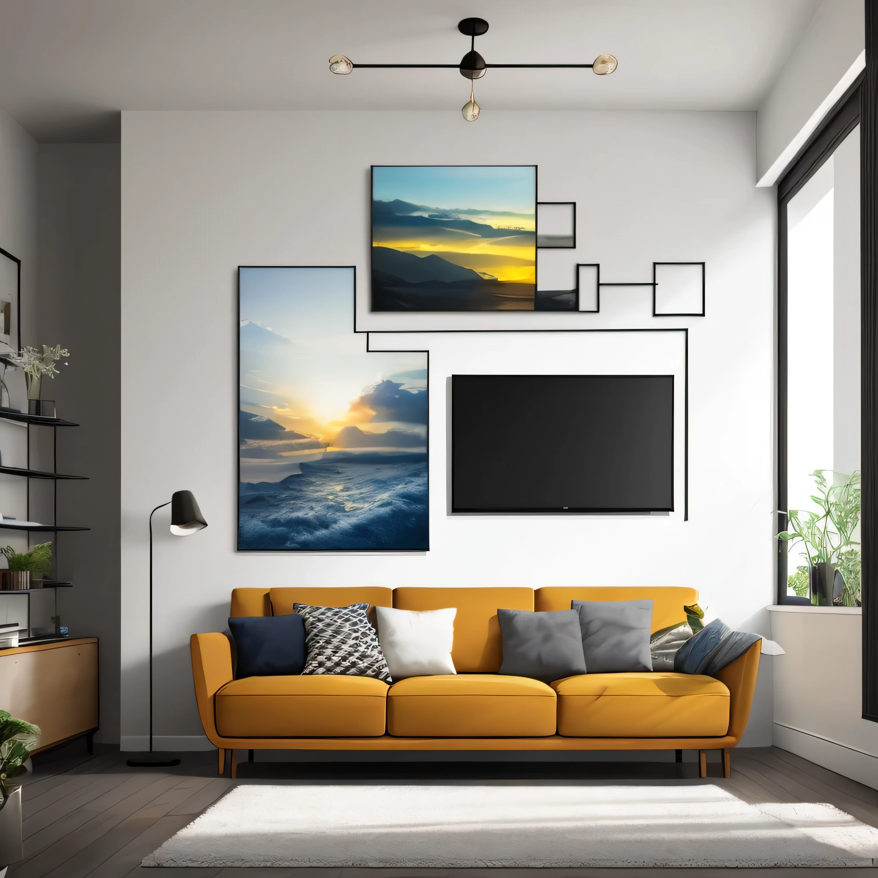 Living room wall art mockup, actual.