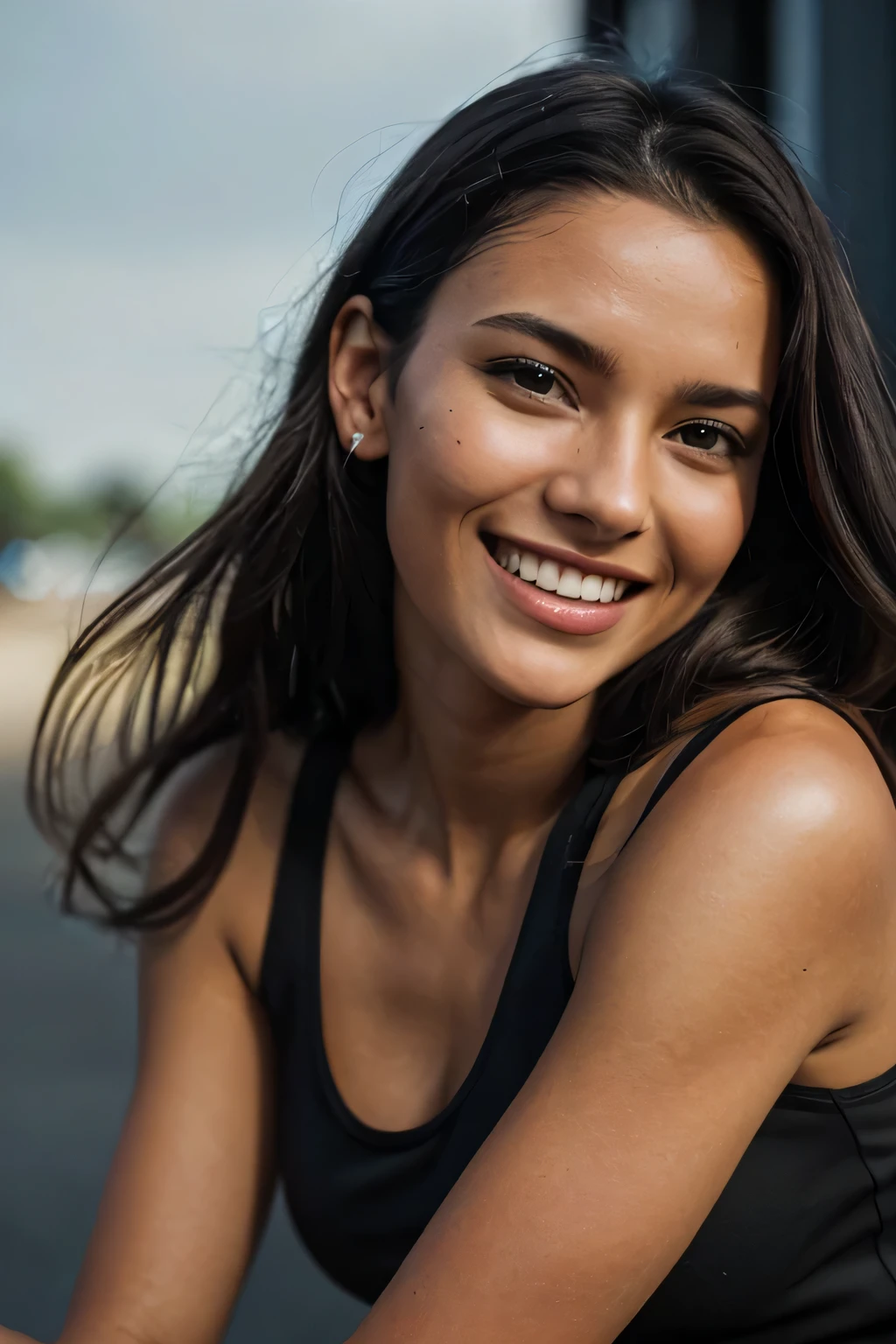 Cute and beautiful brunette, confident, wearing Kurtis with Leggings and sneakers, hyper realistic, slim, petite, very detailed, 18 years old, innocent face, medium natural breasts, natural wave hair, dark eyes, high-res, masterpiece, best quality, intricate details, highly detailed, sharp focus, detailed skin, realistic skin texture, see all body, detailed eyes, professional, 4k, confident smile, shot on Canon, 85mm, shallow depth of field, Kodak vision colour, perfect fit body, extremely detailed, photo_\(ultra\), photorealistic, realistic, post-processing, max detail, roughness, real life, ultra-realistic, photorealism, photography, 8k UHD, photography (film grain) medium shot to close up shot happy smiling atmospheric dark lighting, wide shot, red heels, very detailed face