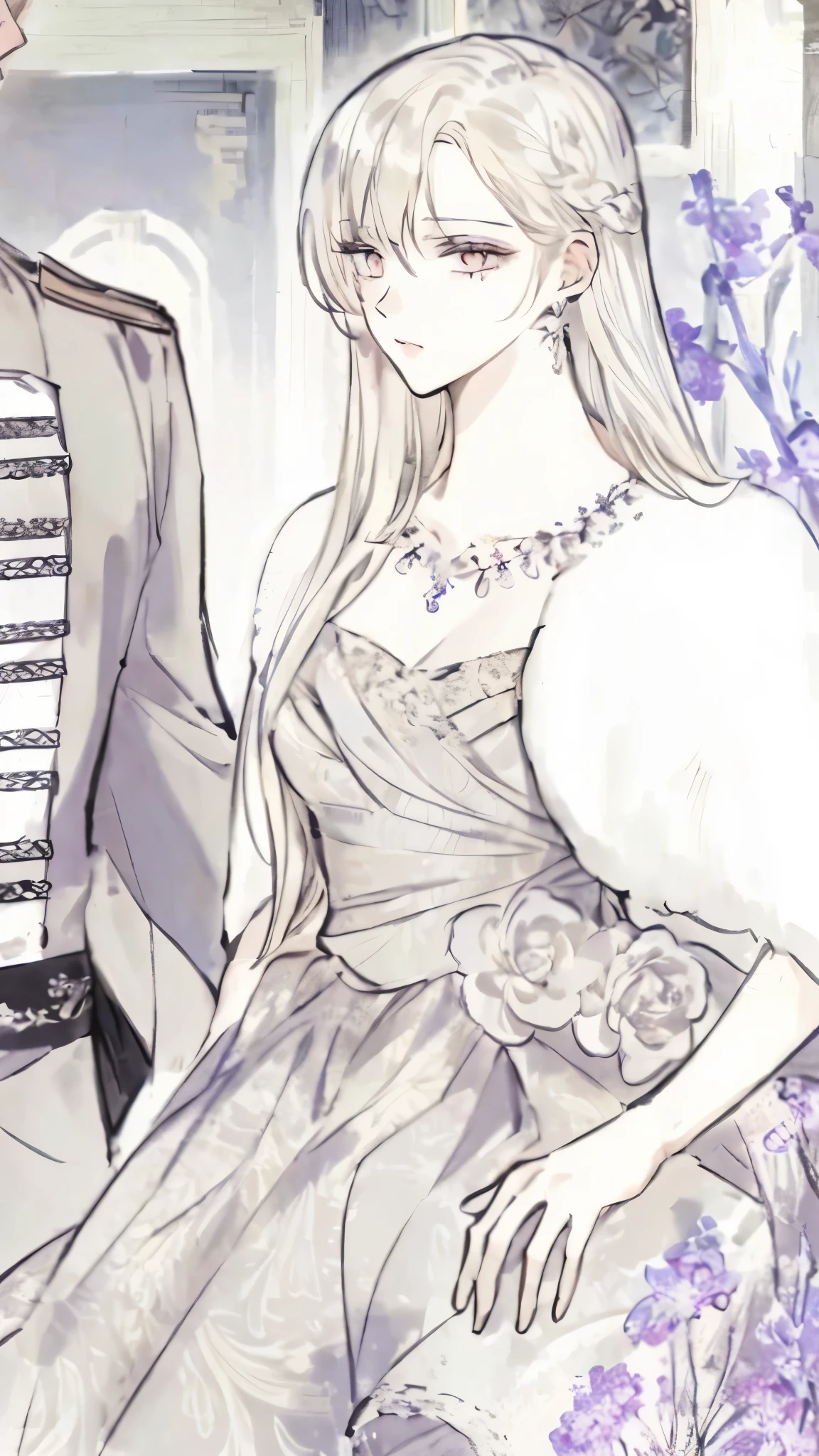 masterpiece, best quality, an extremely delicate and beautiful girl,an extremely delicate and beautiful, world masterpiece theater, ultra-detailed, highly detailed, best quality, blonde hair, highres, extremely detailed,1girl, best quality, illustration, looking at viewer, impasto, canvas, oil painting, realistic, realist ,real, pink eyes, long hair , straight hair. Vintage outfit
