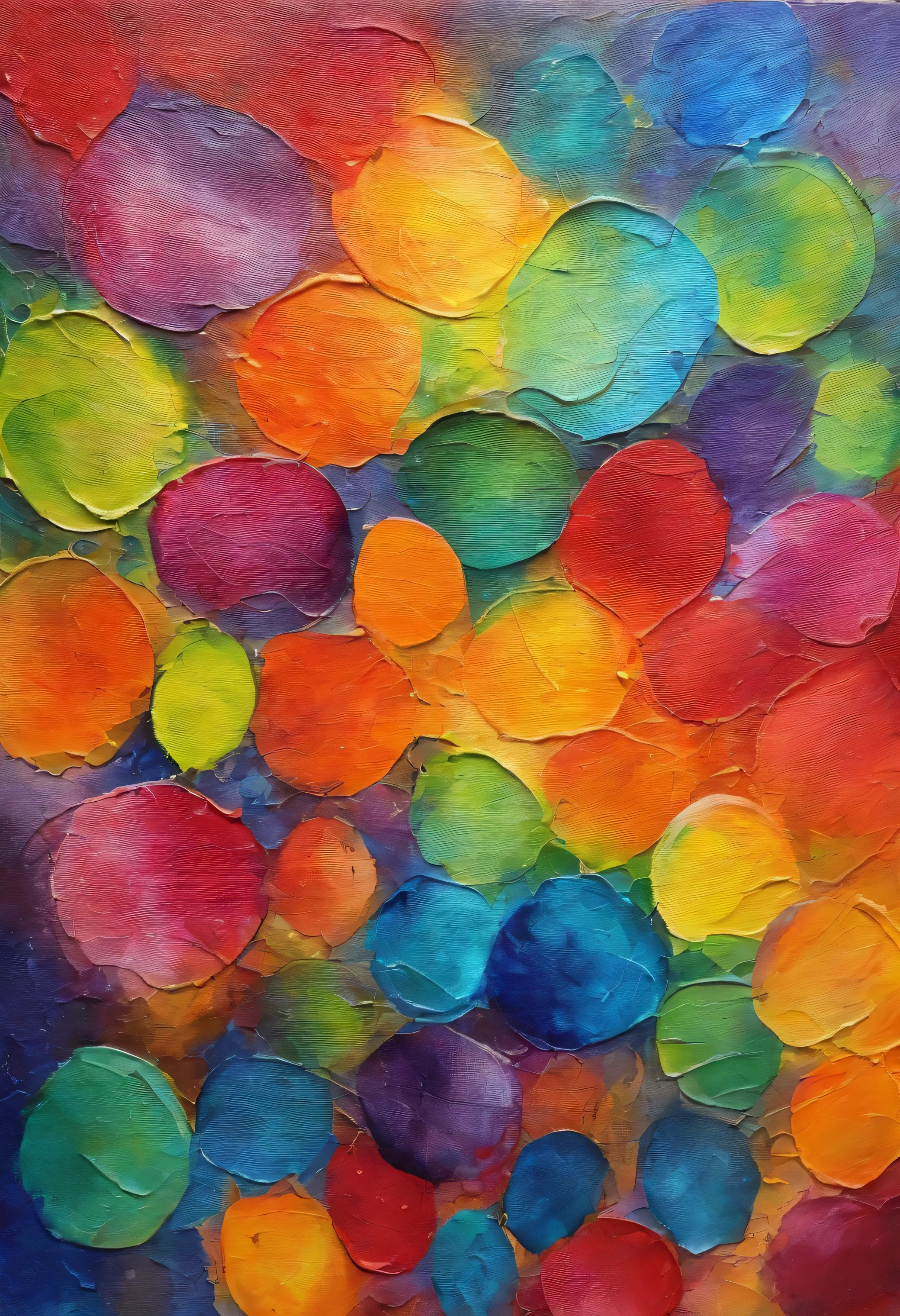 Multicolored, bright sharp colors, Fluorescent mesh, Oil paint on canvas, Abstract art, Draw one, embossed texture, Abstract