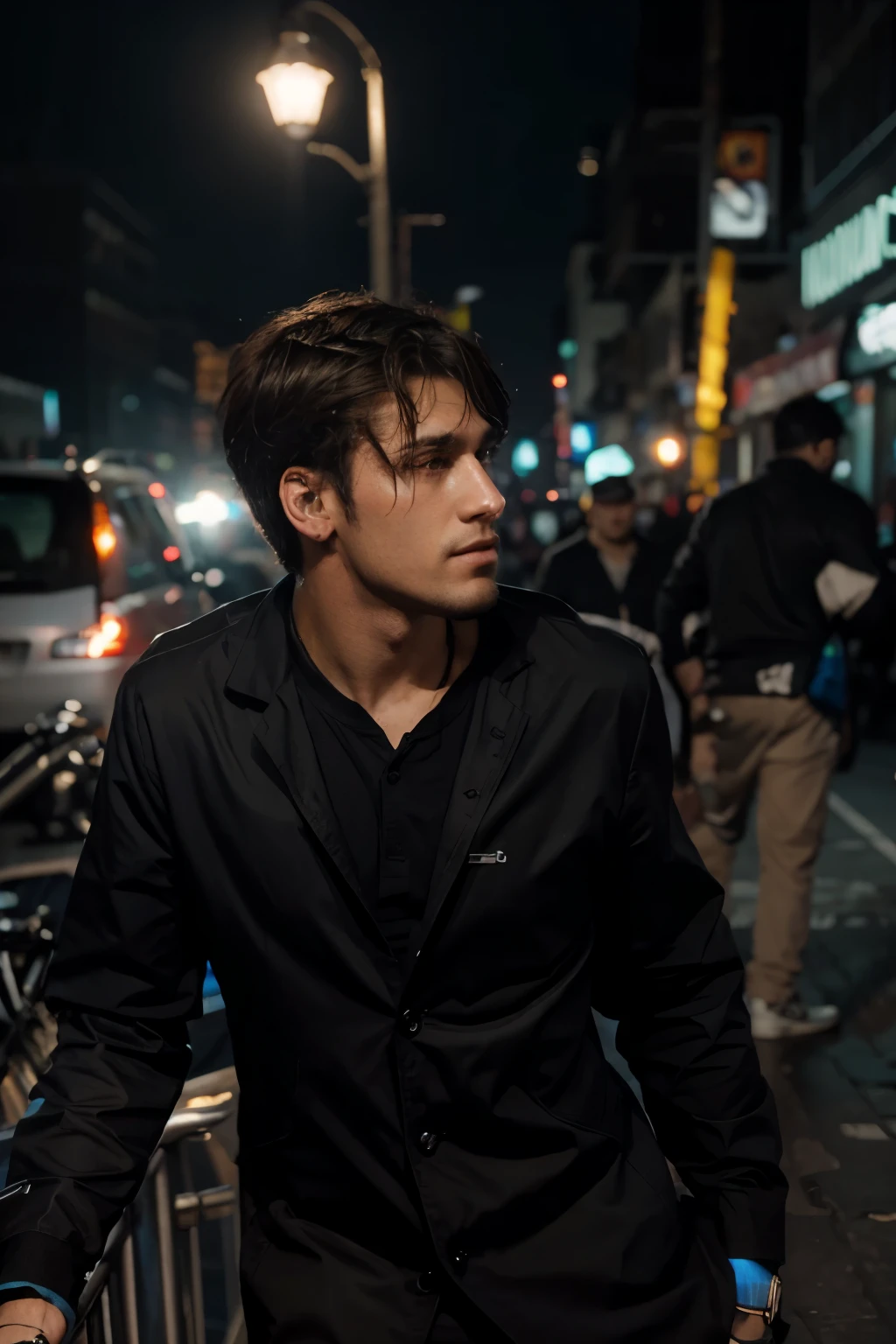 Change background cyberpunk handsome boy,realic face 8k,ultra realistic
