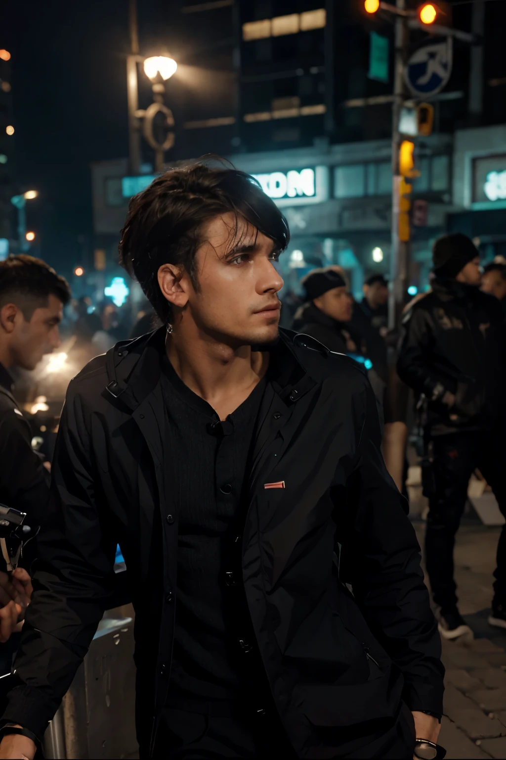Change background cyberpunk handsome boy,realic face 8k,ultra realistic