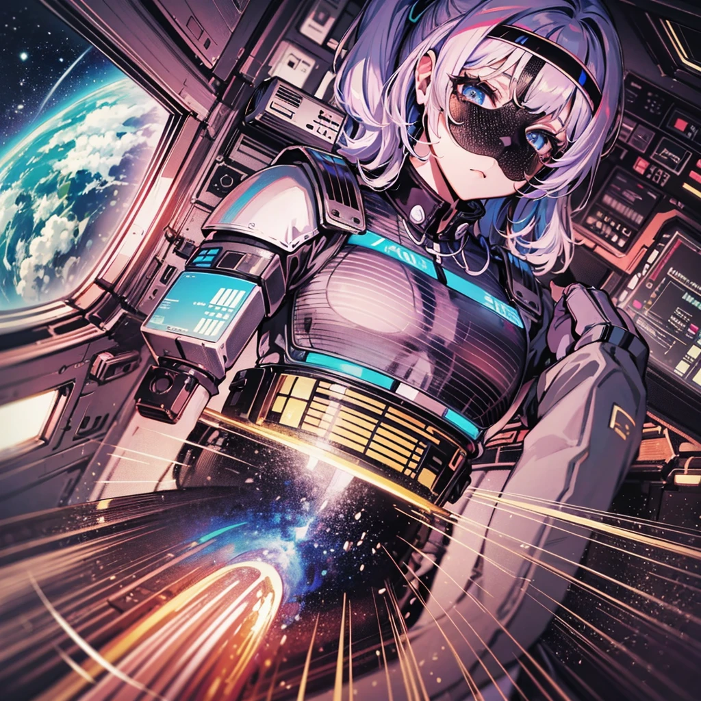 （（（​masterpiece、Top image quality、top-quality、highly detailed unity 8ｋwall-paper）））、（（Illustration of one adult））、（（25-years old））、（pilot）、（（（Beautiful girl with a beautiful face、The body is a man）））、（（（Twintails with pink hair）））、Light gray eyes、（（Tall））、（（Muscular strong man's body））、（（Muscular strong man's body、solid chest、muscular chest plate、abdominals、muscular and thick arms、muscular and thick legs））、（（（白いpilotスーツ）））、（（manspreading、Sitting in the cockpit））、（（space fighter cockpit、The Universe on the Monitor、Earth seen from space））