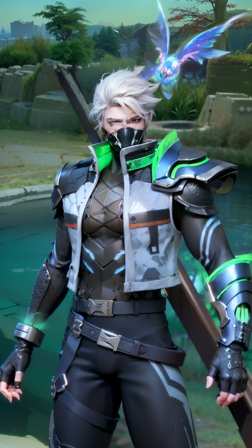 masculine male, masterpiece, ((perfect eyeest quality, (semirealism:1.9), beautiful lighting, (extremely detailed CG unity 4k fhd wallpaper), High Detail, Sharp focus, dramatic outdoors, 1 boy ,19 years old, white hair, light purpel eyes.