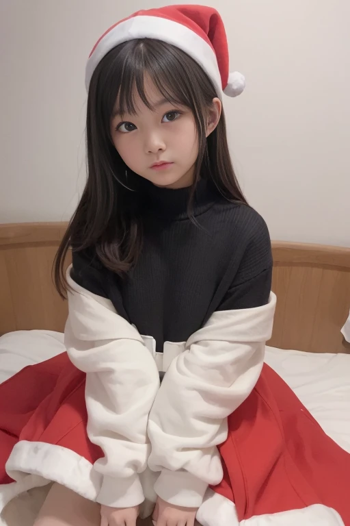 (8K、Raw photography、top-quality、masuter piece:1.2)、ultra-detailliert、ultra res、(realisitic、realisitic:1.37),stage、 a japanese girl、11歳のa japanese girl、Skinny Girl、Very young girl、Girl in Santa Claus costume、A smile、grin、stares at the camera、I don't wear clothes、NSFW Photos、Sexual Photography