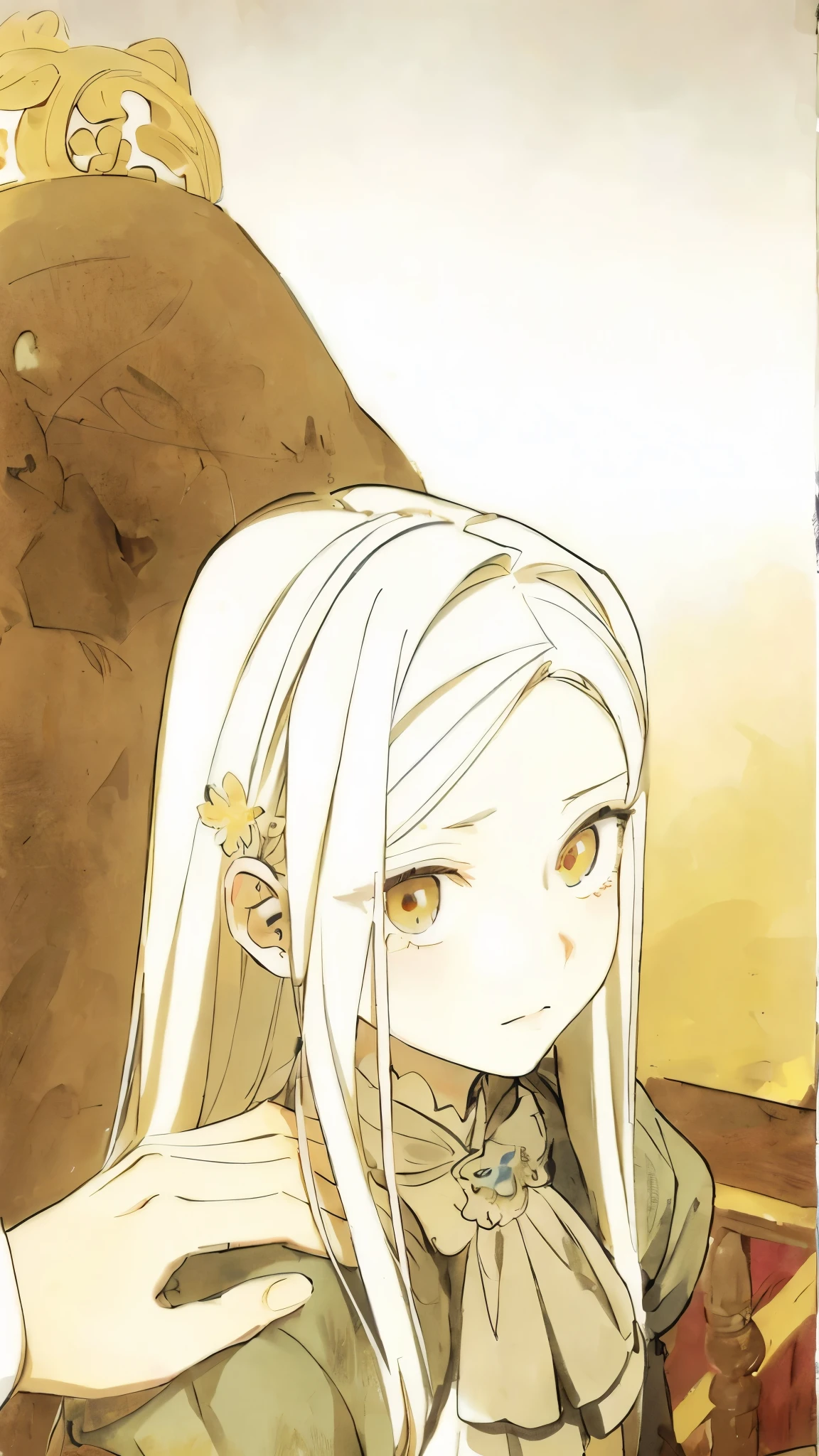 masterpiece, best quality, an extremely delicate and beautiful girl,an extremely delicate and beautiful, world masterpiece theater, ultra-detailed, highly detailed, best quality, blonde hair, highres, extremely detailed,1girl, best quality, illustration, looking at viewer, impasto, canvas, oil painting, realistic, realist ,real, pink eyes, long hair , straight hair. Vintage outfit