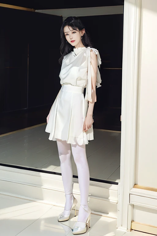 secretary，Professional Dress，White panty hose，White stockings，厚White panty hose，thick white dance socks，Colossal tits，hip is cocked，super detailing，hyper HD,A high resolution,1080p,Anatomically correct，Acura，body coordination，Portrait photos，slender thigh，Delicatemakeup，Best quality, tmasterpiece, 超A high resolution, RAW photos, Beautiful and beautiful,deepshadow, (realistically:1.4), full-body composition, Striking perspective.Upper part of the body