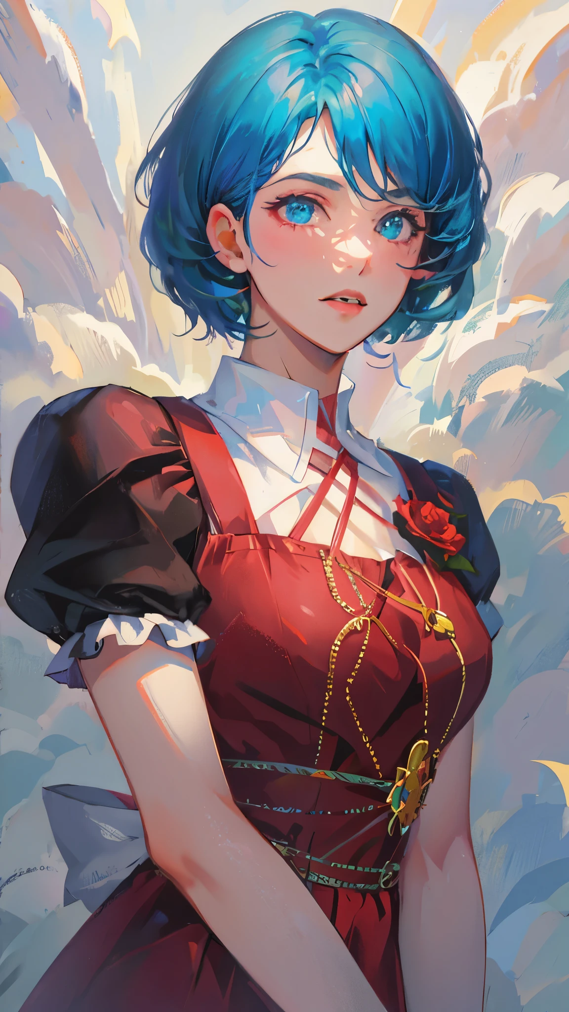 um close de uma mulher em um vestido rosa com uma flor no ombro, artwork in the style of Guweiz, Guweiz, kawaii retrato realista, arte de anime digital detalhada, photorealistic anime girl rendering, fanart requintada altamente detalhada, render de abril, retrato detalhado da menina do anime, 8k arte detalhada de alta qualidade, arte cg anime suave