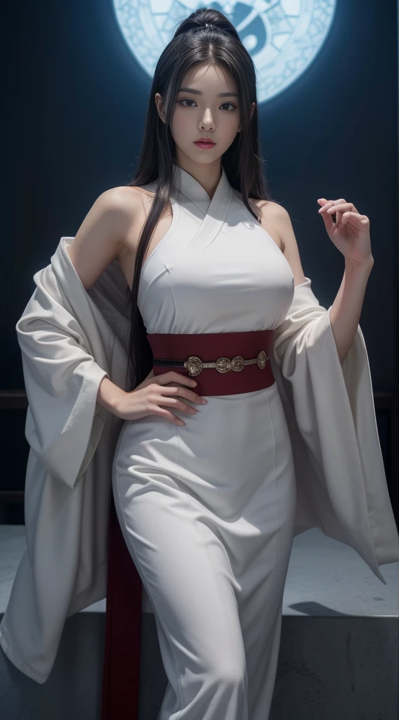 Photorealistic, high resolution, Soft light,1womanl, Solo, Hips up, shiny skins, (Detailed face),tattoo, jewelry, Winter hanfu, Cloak, Snow, Night, Wavy hair, Beautiful soldiers, Grab the audience's eye, Lover's perspective, Invitation expression, Sexy smile, Perfect style, Perfect balance, Detailed skin, mischievous gaze, chest visible