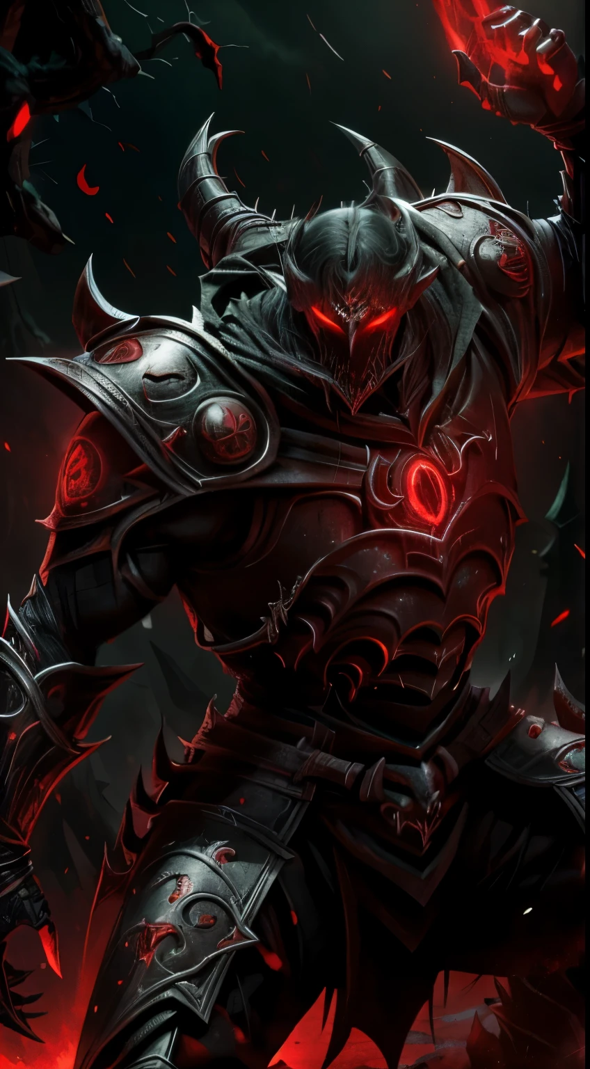 1 man, red glowing eyes, black hair, pale skin, black gold armor,,,vampire king,, fantasy dark souls world, fighting with, vampire Hunter