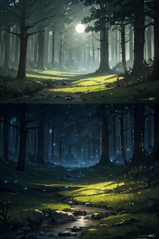 (best quality,4k,8k,highres,masterpiece:1.2),ultra-detailed,(realistic,photorealistic,photo-realistic:1.37), peaceful forest night scenery, forest and moonlight, moonlit forest, moonlight in the forest environment, nighttime forest, forest at night, nighttime forest background, anime background, moonlight at night, lush John 8k forest in an anime style, forest at night, nighttime in the forest, anime background art, moonlit night