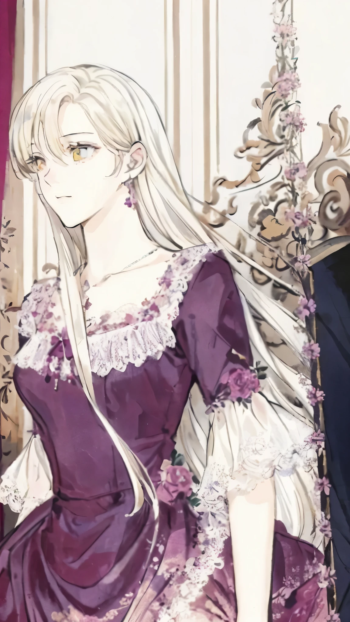 masterpiece, best quality, an extremely delicate and beautiful girl,an extremely delicate and beautiful, world masterpiece theater, ultra-detailed, highly detailed, best quality, blonde hair, highres, extremely detailed,1girl, best quality, illustration, looking at viewer, impasto, canvas, oil painting, realistic, realist ,real, pink eyes, long hair , straight hair. Vintage outfit