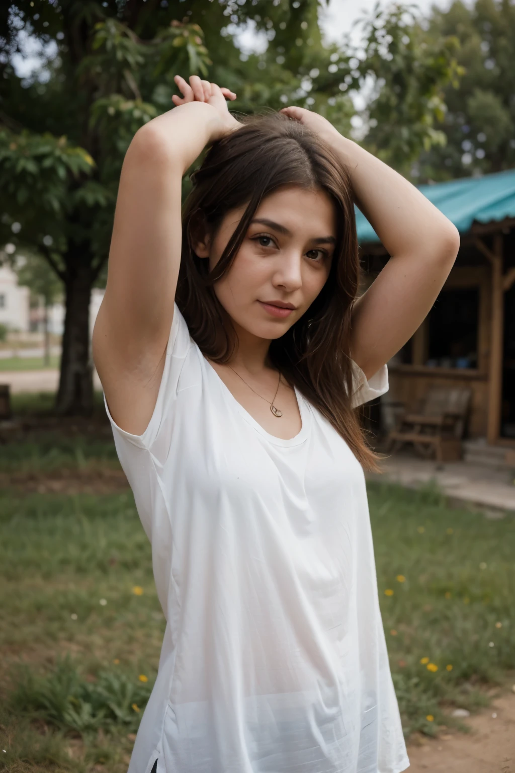 A Turkish girl living in a natural place in Central Asia
