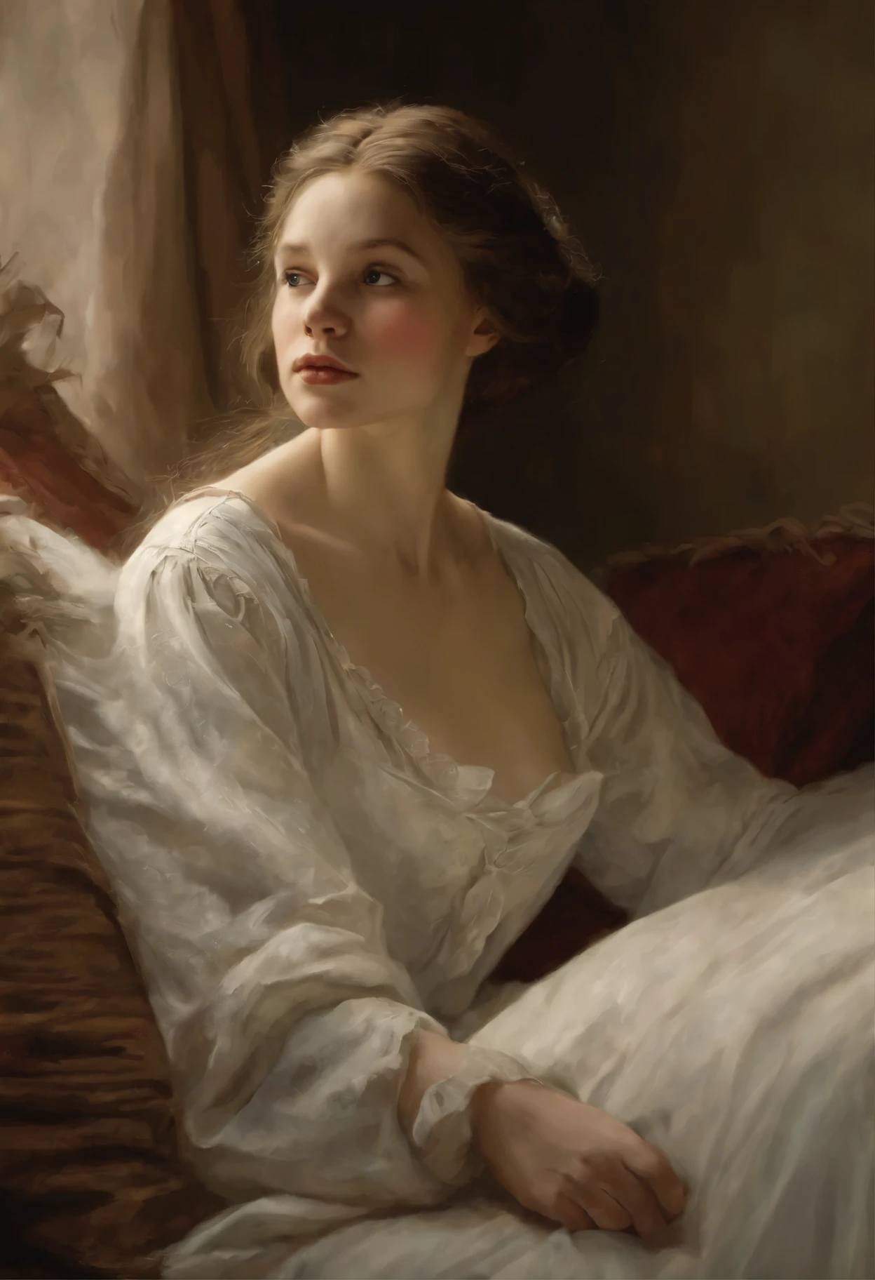 Realism, She doesn't have any left, when he lifted her up and, removing the pillows, started laying. She felt his hands on her skin, calloused and warm, Jean-Baptiste Monge, anthropomorphic --ar 2:3 --testp -optimistic; Straight hair