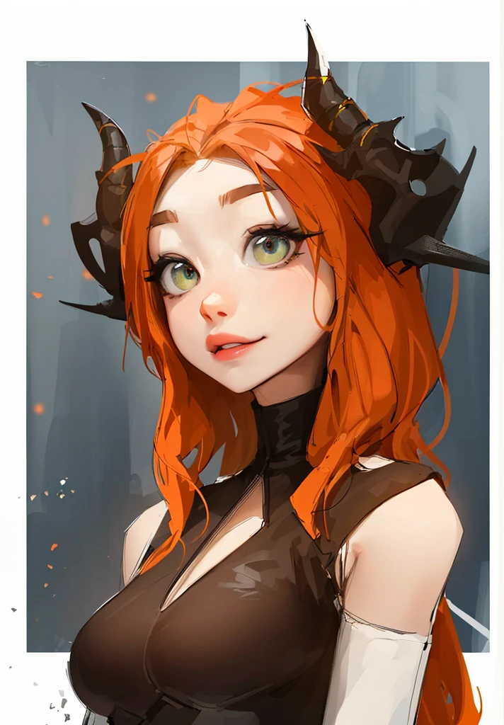 ((Samdoesart)), um desenho de uma mulher com chifres e top preto, com chifres, projeto da chifres exuberantes, chifres bonitos, tiefling, anime demon, demon slayer rui fanart, wise ( avaliando ), portrait of demon woman, demon woman, dnd portrait of a tiefling, com chifres pretos em vez de orelhas, chifres e olhos vermelhos, Demon horn, pintura extremamente detalhada, (scarlett johansson)