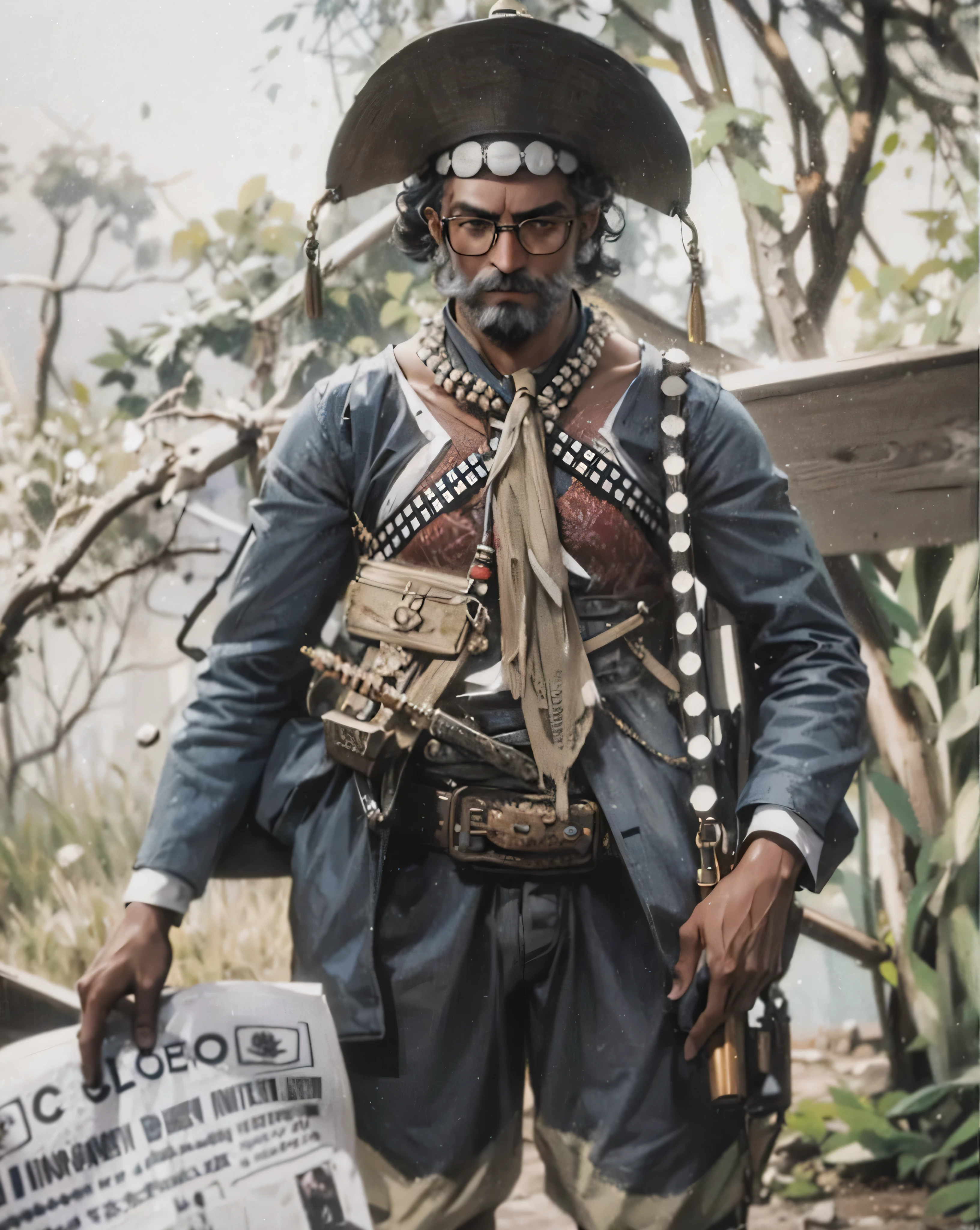 Man in glasses, sem barba, com cigarro na boca, pele morena, 3d, 4k.