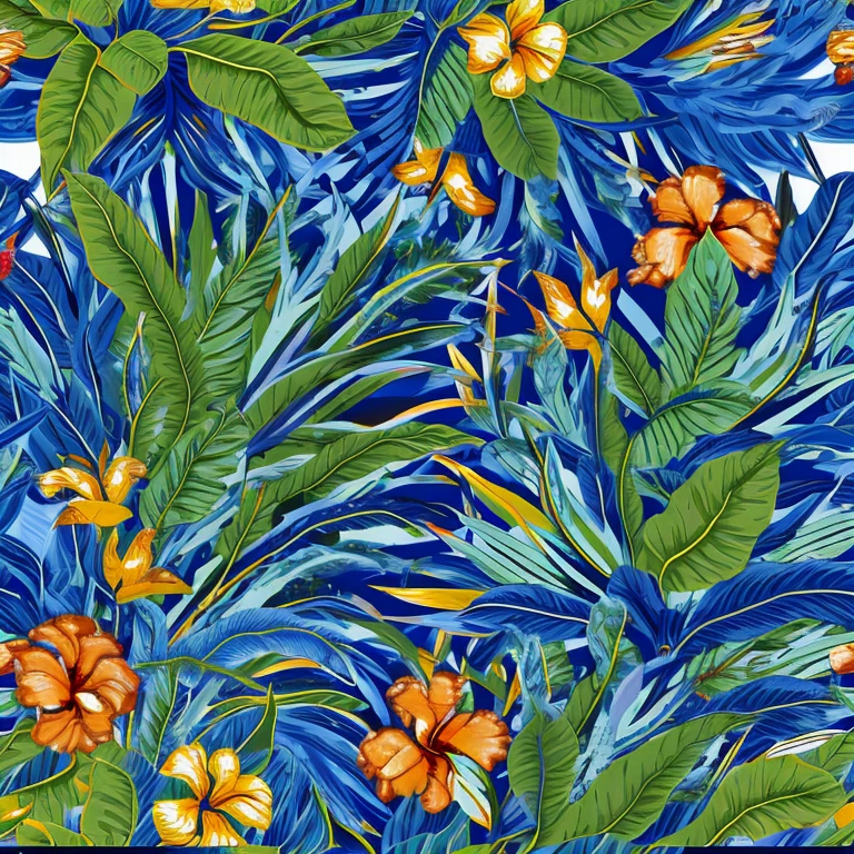 tropical blooms seamless pattern, blue nova, repeating longe, --tile



((best quality)),