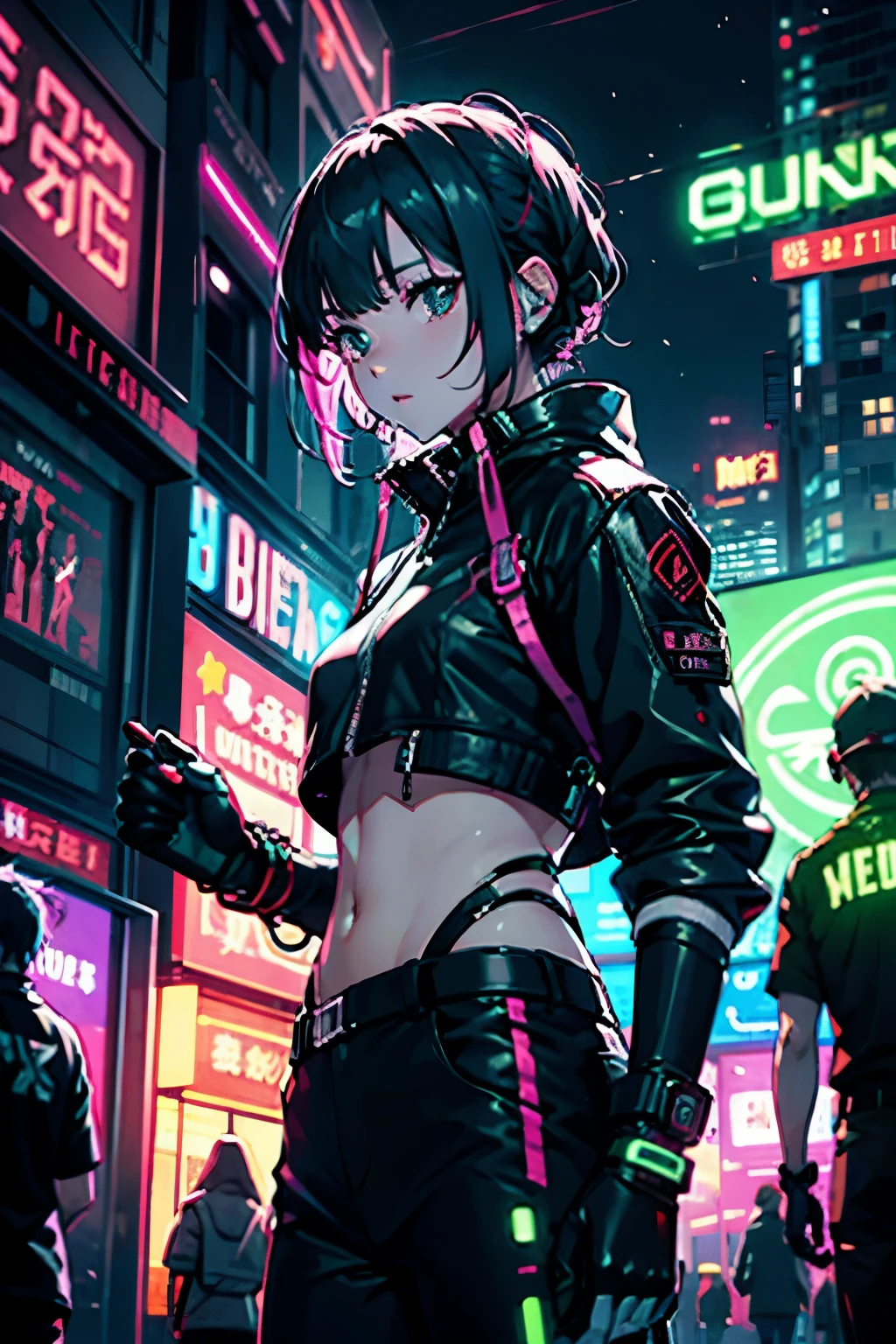 cyberpunked、android、neons、near future、femele
