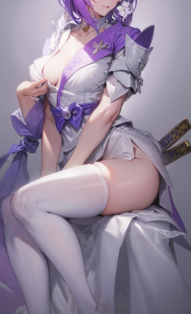Wearing a white dresrench and German woman holding sword and purple clothing, Wopp and Krenz Kushat, ross tran (Ross Tran) and wlop, wop art, WLOP and Sakimichan, 沃普和ross tran, Popular topics on cgstation, stunning cg, Wop's Art, style of wlop, Complex WLOPs