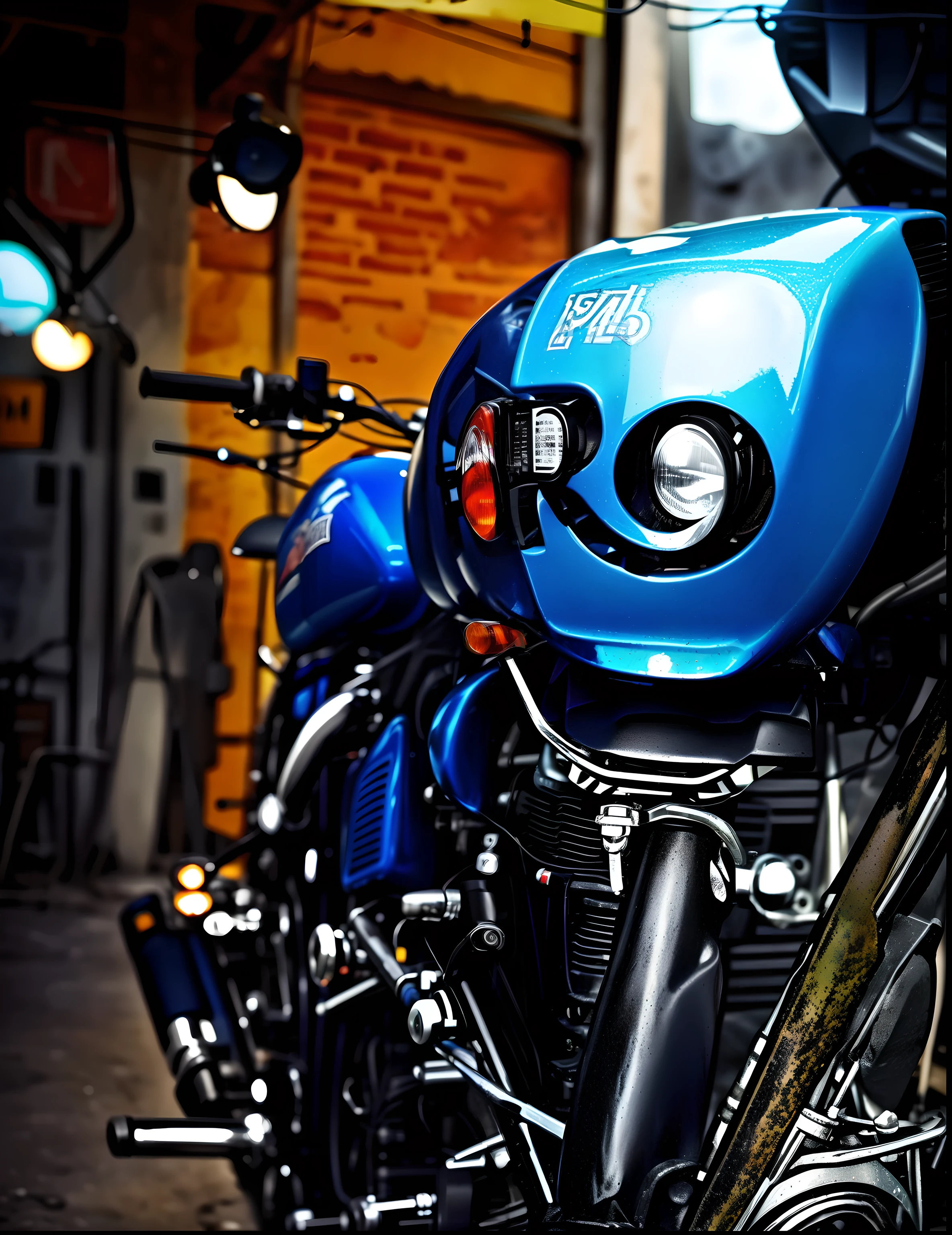 cartoonistic ,royal enfield bike , animated