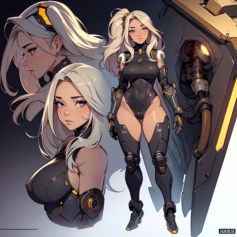 (masterpiece,High quality,Top quality,super detail, best quality ,)hair detail ,skin details,body details,facial details,full body view,1 woman,robot,cute,