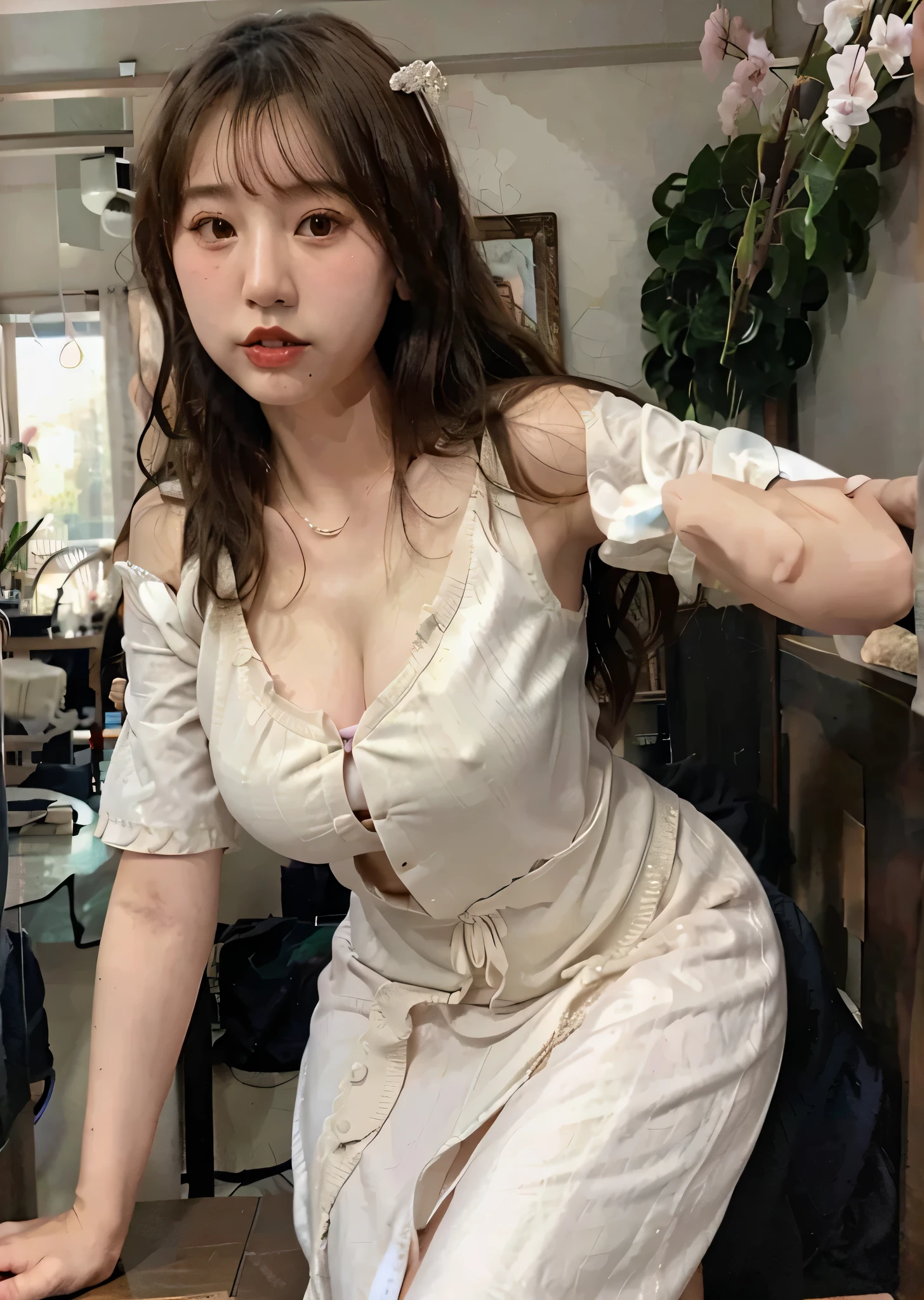 un primer plano de una mujer vestida con un hombre trajeado, Chica coreana, beautiful south Mujer coreana, Mujer coreana, beautiful niña asiatica, vestido ajustado, Vestimenta ajustada, gorgeous young Mujer coreana, OPPAI, niña asiatica, beautiful young Mujer coreana, vestido sexy, , chica atractiva, Mujer muy hermosa, hermosa hembra, tocando su ropa
