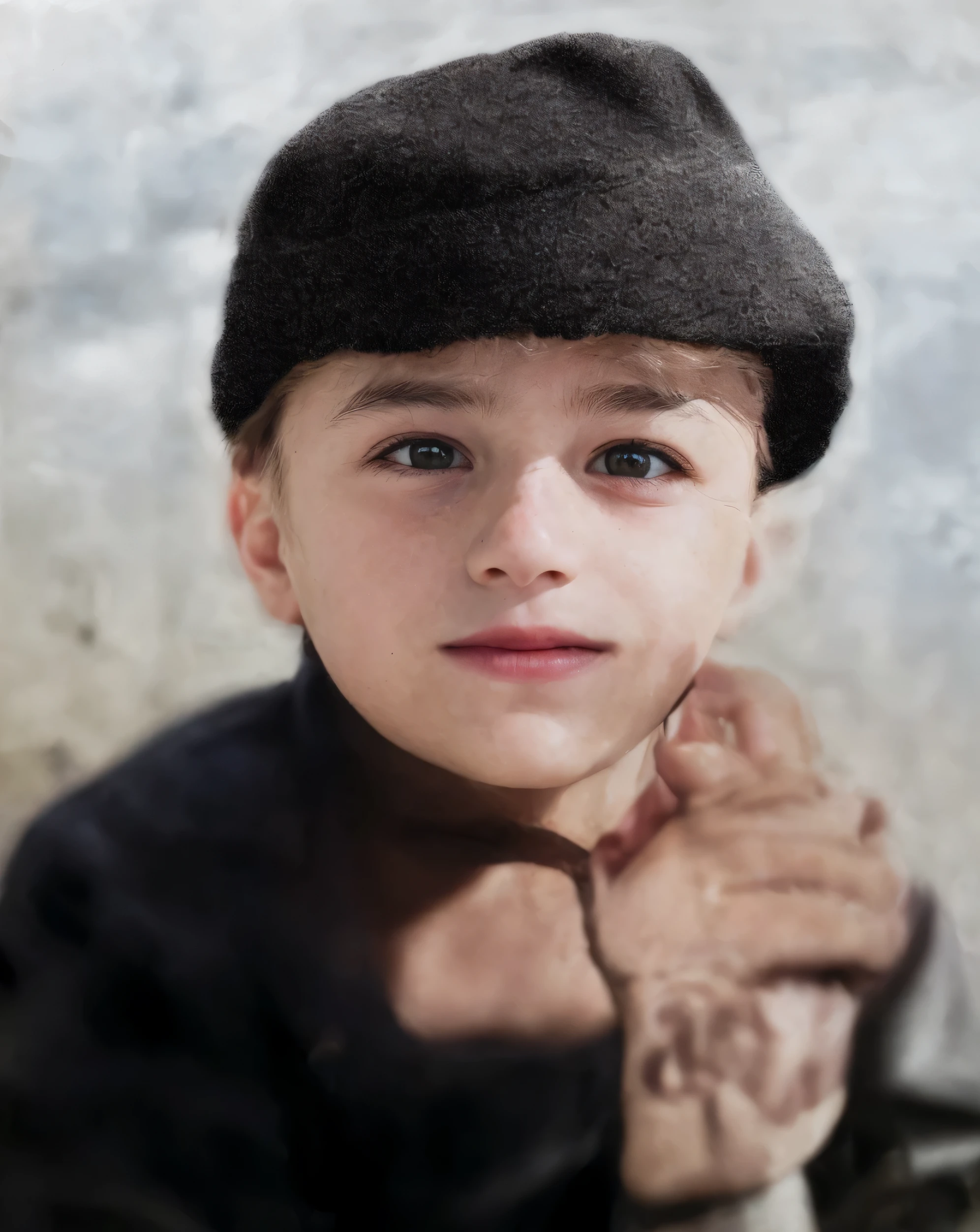 there is a boy with a hat and gloves, very Hermoso retrato, Una foto coloreada, chico lindo, Retrato en color, coloreado, Cara y chico perfectos, color photograph portrait 4k, Primer plano - Toma de retrato, Hermoso retrato, Arte digital pero foto, Hermoso retrato of a hopeless, Hermoso retrato photo, pintado digitalmente, Foto de retrato de primer plano,