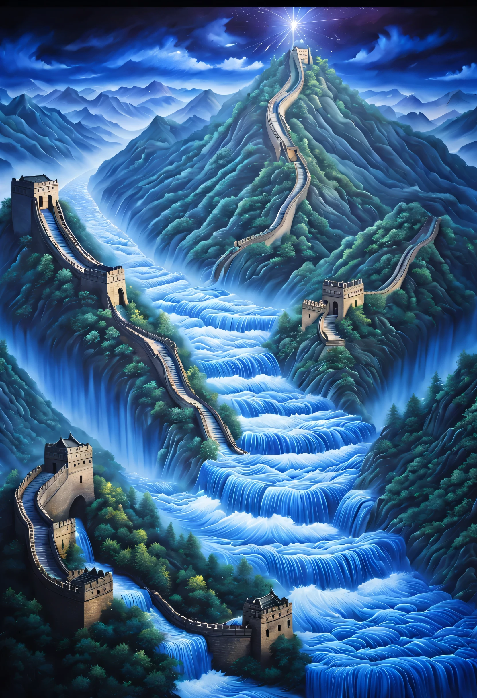 (Great Wall Thousand Miles of Rivers and Mountains Painting Holographic Projection: 1.2), Projection screen, (a happy new year: 1.3),